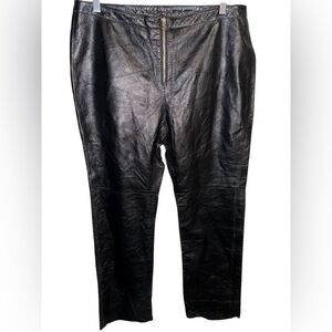 Vintage Hugo Buscati Black Soft Leather Straight Leg Pants women’s Sz 14P